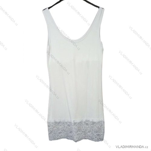 Tilko predĺžené letné s čipkou na ramienka dámske viskoza (S/M ONE SIZE) TALIANSKA MÓDA IMM22438/DR biela S/M