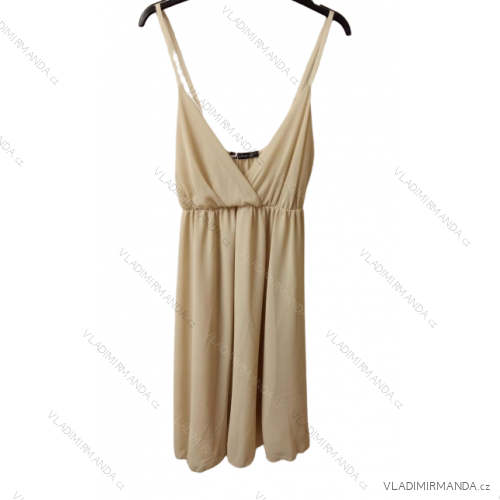 Šaty letné na ramienka dámske (S/M ONE SIZE) TALIANSKA MÓDA IMPDY22MDUE22247/DR béžová S/M