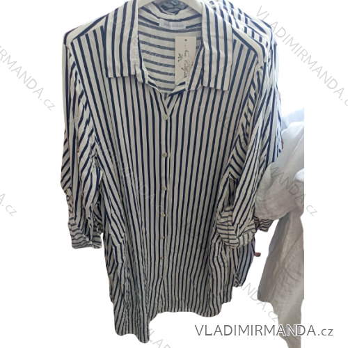 Šaty košeľové krátky rukáv dámske prúžok (S/M ONE SIZE) TALIANSKA MóDA IM722107