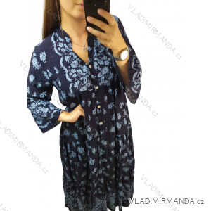 Šaty s dlouhým rukávem dámske (L/XL/2XL ONE SIZE) TALIANSKÁ MÓDA IMF22BLUE
