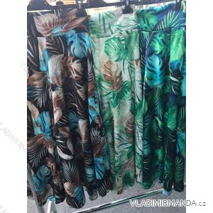 Kalhoty letní dlouhé saténové dámské  (S/M ONE SIZE) TALIANSKA MÓDA IMM22HG4359