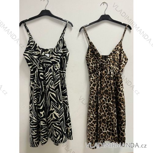Šaty letné saténové na ramienka dámske leopard (S/M ONE SIZE) TALIANSKA MóDA IMM22934