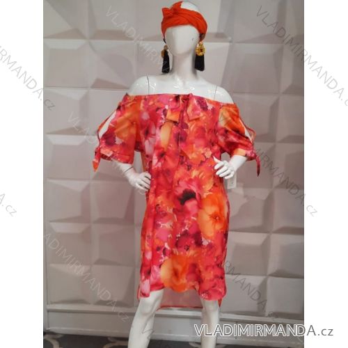 Šaty carmen krátky rukáv dámske nadrozmer (XL/2XL/3XL ONE SIZE) POLSKÁ MÓDA PMLT22FONETTI