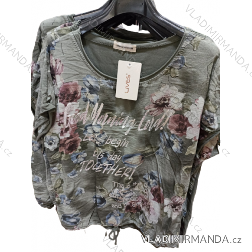 Tunika zaväzovacia krátky rukáv dámska (M/L ONE SIZE) TALIANSKA MÓDA IMN22029