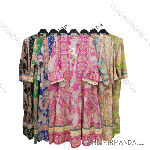 Šaty letné krátky rukáv dámske (S/M ONE SIZE) TALIANSKA MÓDA IMPLI223740