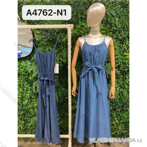 Šaty letné riflové na ramienka dámske (S/M ONE SIZE) TALIANSKA MÓDA IMPBR22A4762-N1