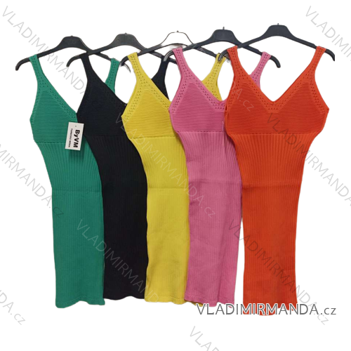 Šaty letné pletené na ramienka dámske (S/M ONE SIZE) TURECKÁ MÓDA TM922DIRTY