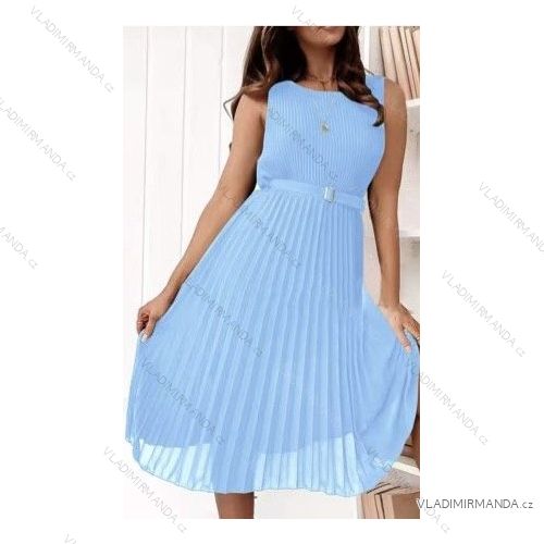 Šaty letní skládané elegantní bez rukávu dámské (S/M ONE SIZE) ITALSKÁ MÓDA IMWB22145