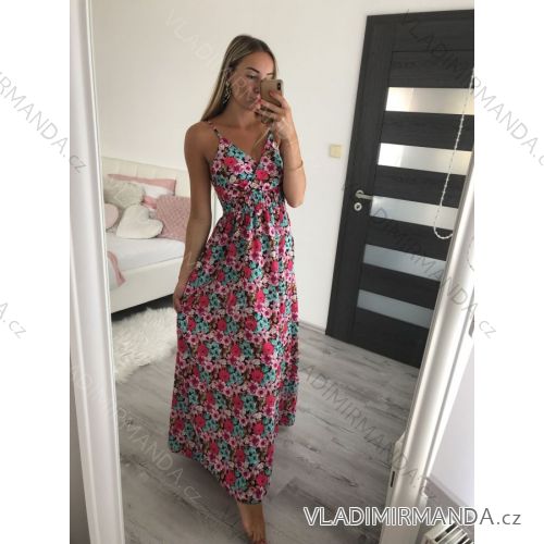 Šaty dlhé letné na ramienka dámske (S/M ONE SIZE) TALIANSKA MÓDA IMD22378