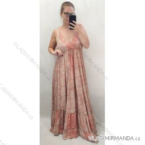 Šaty dlhé letné na ramienka dámske (L/XL ONE SIZE) INDICKÁ MÓDA IMPEM22G-37A/DR