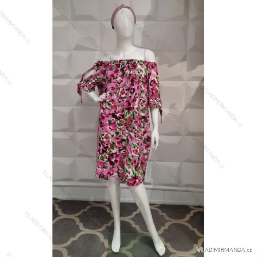 Šaty carmen krátky rukáv dámske nadrozmer (XL/2XL/3XL ONE SIZE) POLSKÁ MÓDA PMLT22FONETTI/DR 2XL/3XL _barva viď foto