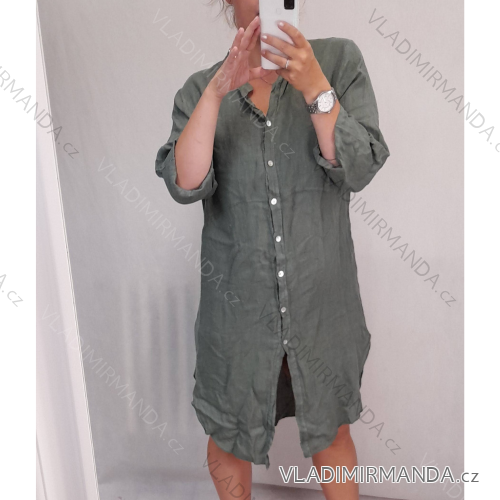 Šaty košeľové 3/4 rukáv dámske ( XL / 3XL ONE SIZE) TALIANSKA MóDA IM721PAOLO/DR