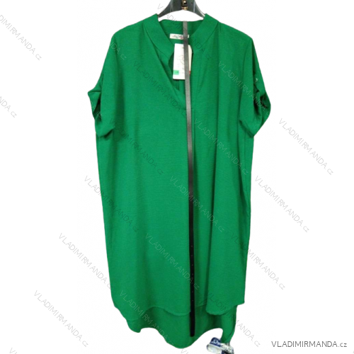 Tunika predĺžená/šaty s opaskom krátky rukáv dámska (M/L/XL ONE SIZE) TALIANSKA MÓDA IMWT22050/DR zelená tmavá
