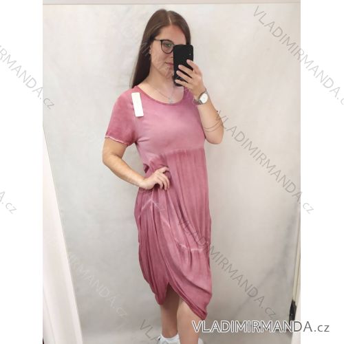Šaty letné dámske nadrozmerné (uni xl-3xl) TALIANSKA MóDA IM7171053/DR staroružová