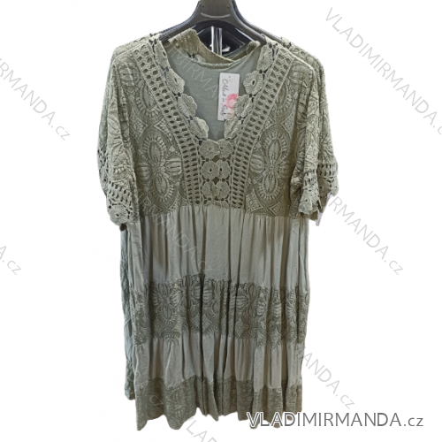 Šaty letné krajkové krátky rukáv dámska nadrozmer (XL/2XL/3XL ONE SIZE) TALIANSKA MÓDA IMN22060