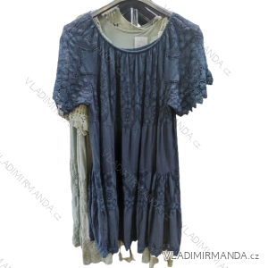 Šaty letné krajkové krátky rukáv dámska nadrozmer (L/XL/2XL ONE SIZE) TALIANSKA MÓDA IMN22061