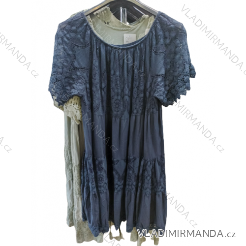 Šaty letné krajkové krátky rukáv dámska nadrozmer (L/XL/2XL ONE SIZE) TALIANSKA MÓDA IMN22061
