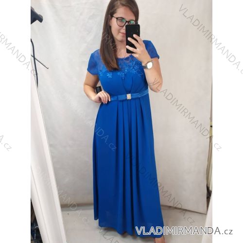 Šaty plesové elegantné spoločenské krátky rukáv dámske nadrozmer (L/XL/2XL ONE SIZE) TALIANSKA MÓDA IMM22693