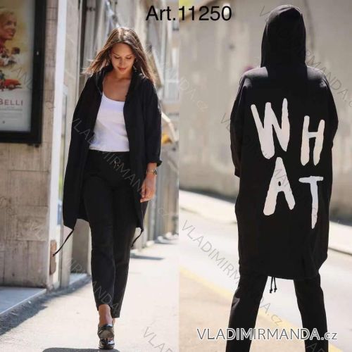 Cardigan bavlnený s kapucňou dlhý rukáv dámsky (S/M ONE SIZE) TALIANSKA MÓDA IMPLI2211250WHAT