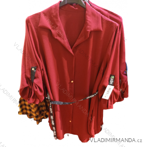 Tunika/Šaty košeľová predĺžená s opaskom 3/4 dlhý rukáv dámska nadrozmer (L/XL/2XL ONE SIZE) TALIANSKA MÓDA IMH22882