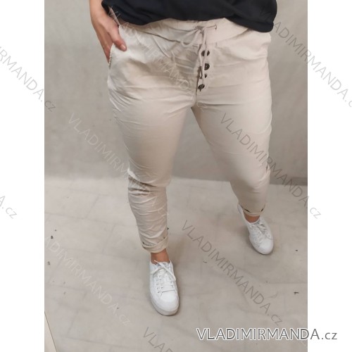 Nohavice strečové dlhé dámske (XL/2XL ONE SIZE) TALIANSKA MODA IM422198LH béžová XL/2XL
