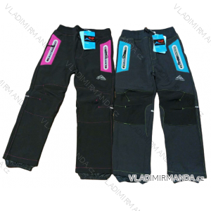 Nohavice softshellové zateplené flaušom detské dorast dievčenské a chlapčenské (116-146) KUGO HK1805-670