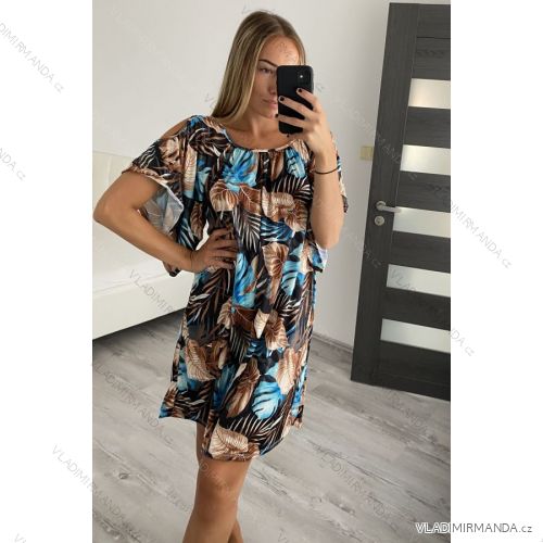 Šaty krátký rukáv icecool dámské (L/XL ONE SIZE) ITALSKÁ MÓDA IMM21SIENA