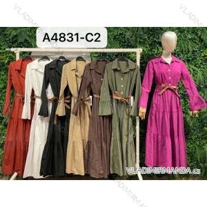 Šaty dlhé košeľové dlhý rukáv dámske (S/M ONE SIZE) TALIANSKA MÓDA IMPBR22A4831-C2