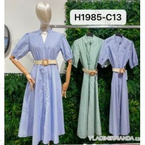 Šaty dlhé s opaskom krátky rukáv dámske (S/M ONE SIZE) TALIANSKA MÓDA IMPBR22H1985-C13