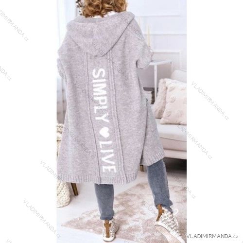 Cardigan s kapucňou dlhý rukáv dámsky (S/M/L ONE SIZE) TALIANSKA MÓDA IMWB23520