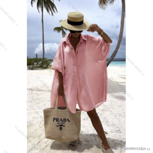 Košeľa oversize letný dlhý rukáv dámska (S/M/L ONE SIZE) TALIANSKA MÓDA IMWB222245
