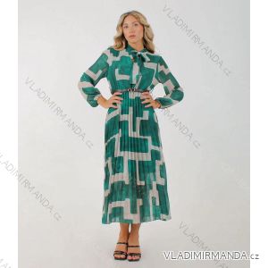 Šaty elegantné dlhé skladané dlhý rukáv dámske (S/M ONE SIZE) TALIANSKA MÓDA IMM22Un6828