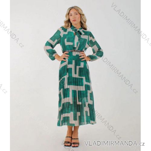 Šaty elegantné dlhé skladané dlhý rukáv dámske (S/M ONE SIZE) TALIANSKA MÓDA IMM22Un6828