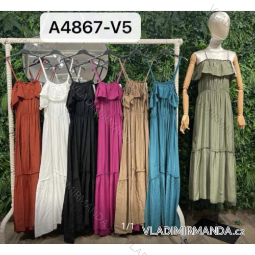 Šaty dlhé na ramienka dámske (S/M ONE SIZE) TALIANSKA MÓDA IMPBR22A4867-V5