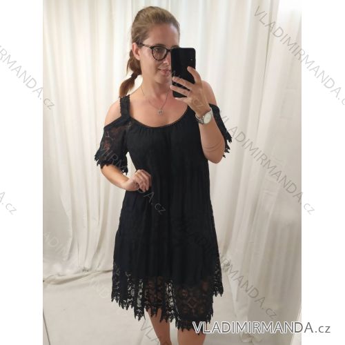 Šaty krajkové carmen na ramienka dámske (L/XL/2XL ONE SIZE) TALIANSKA MÓDA IMWL221904