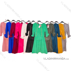 Šaty zamatové s kabelkou dlhý rukáv dámske (L/XL ONE SIZE) TALIANSKA MóDA IM422950