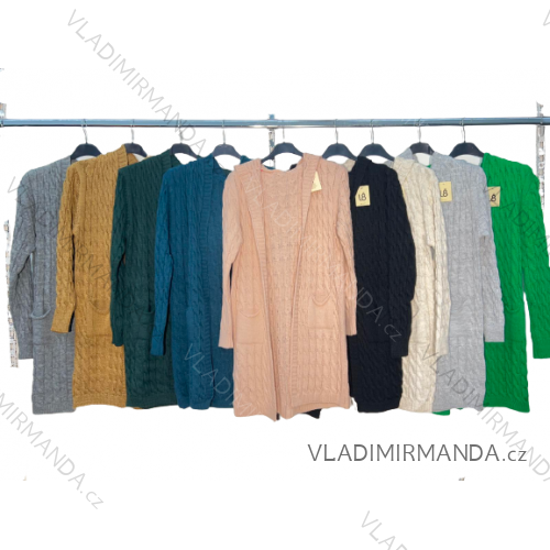 Cardigan pletený dlhý rukáv dámsky nadrozmer (2XL/3XL ONE SIZE) TALIANSKA MÓDA IM422954