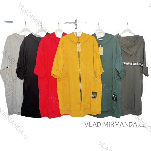Mikina na zips s kapucňou dlhý rukáv dámska nadrozmer (2XL/3XL ONE SIZE) TALIANSKA MÓDA IM422957