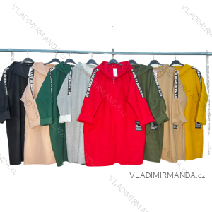 Kabát/mikina na zips s kapucňou dlhý rukáv dámska nadrozmer (2XL/3XL ONE SIZE) TALIANSKA MÓDA IM422967