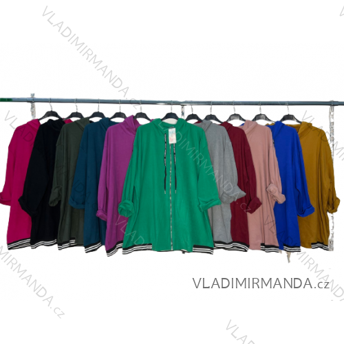 Mikina na zips s kapucňou dlhý rukáv dámska nadrozmer (2XL/3XL ONE SIZE) TALIANSKA MÓDA IM422986