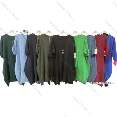 Šaty s príveskom 3/4 rukáv dámske nadrozmer (3XL/4XL ONE SIZE) TALIANSKA MóDA IM422997LH