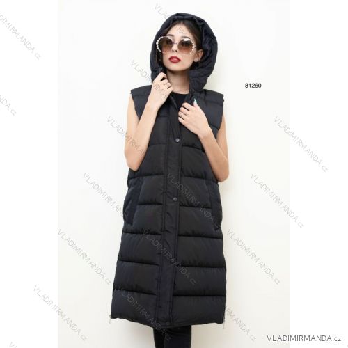 Vesta dlhá s kapucňou bez rukávov dámske (S-2XL) TALIANSKA MÓDA IMPBD2281260a
