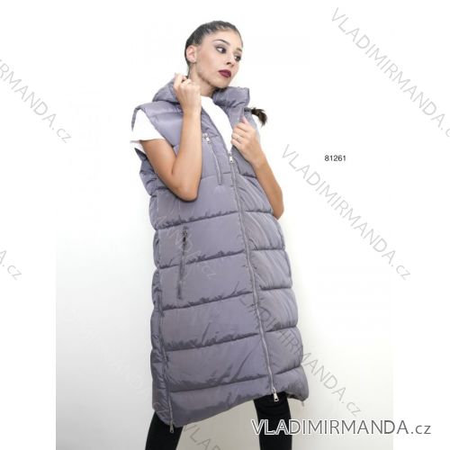 Vesta dlhá s kapucňou bez rukávov dámske (S-2XL) TALIANSKA MÓDA IMPBD2281261b