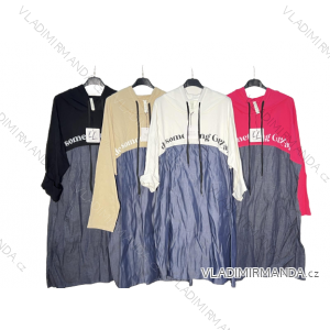 Mikinové šaty s kapucňou dlhý rukáv dámska nadrozmer (2XL/3XL ONE SIZE) TALIANSKA MÓDA IM4221004