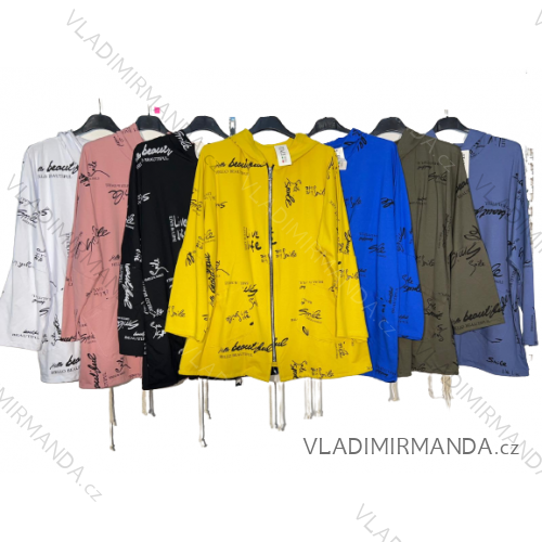Mikina na zips s kapucňou dlhý rukáv dámska nadrozmer (2XL/3XL ONE SIZE) TALIANSKA MÓDA IM422P64D72