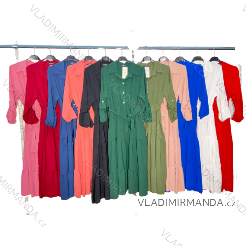 Šaty elegantné košeľové dlhý rukáv dámske (S/M/L ONE SIZE) TALIANSKA MóDA IM4221016