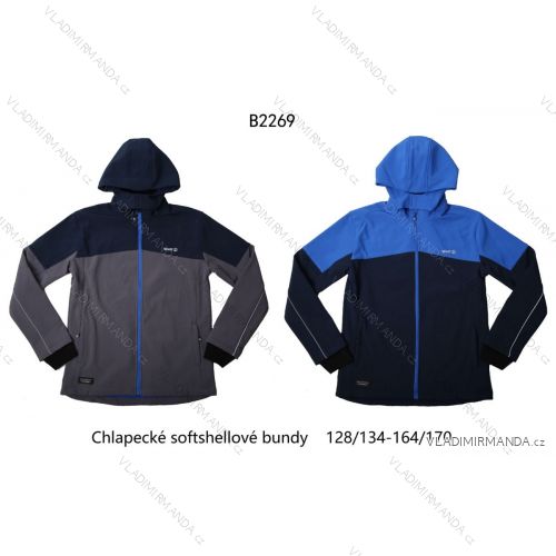 Bunda softshellová dlhý rukáv na zips s kapucňou dorast chlapčenská (128/134-164/170) WOLF B2269