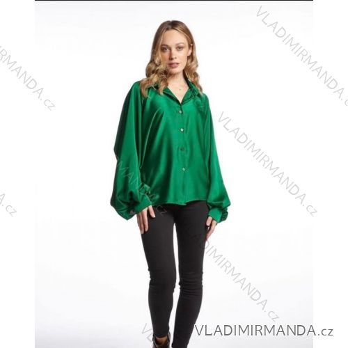 Košeľa saténová oversize dlhý rukáv dámska (S/M/L ONE SIZE) TALIANSKA MÓDA IMM221074