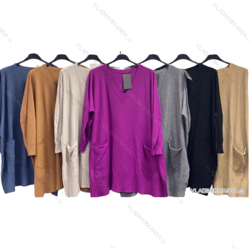 Sveter tenký dlhý rukáv dámsky nadrozmer (3XL/4XL ONE SIZE) TALIANSKA MODA IMC22584