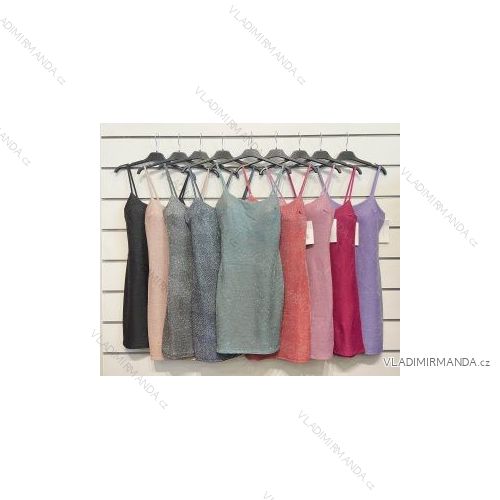 Šaty třpytivé na ramínka dámské (S/M ONE SIZE) ITALSKÁ MÓDA IMPSH2313382